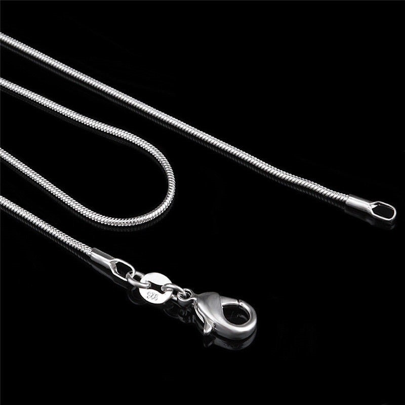 Fashion 925 Sterling Silver Lobster Clasp Snake Chain 18″ For Pendant Necklace
