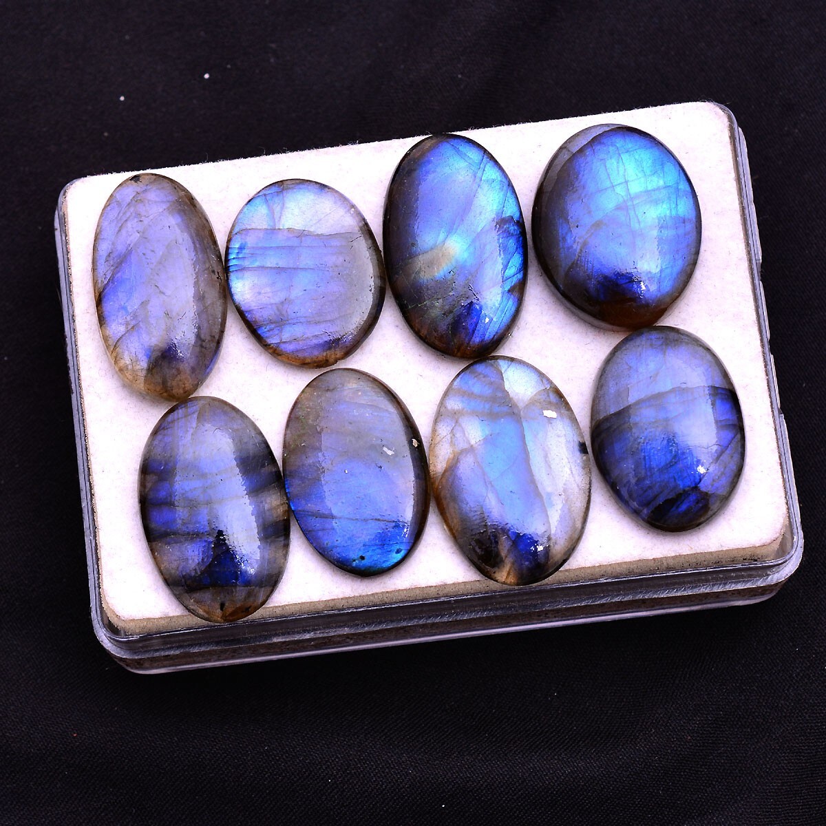 8 Pcs Natural Labradorite Blue Shine 23mm-28mm Magnificent Cabochon Gemstones