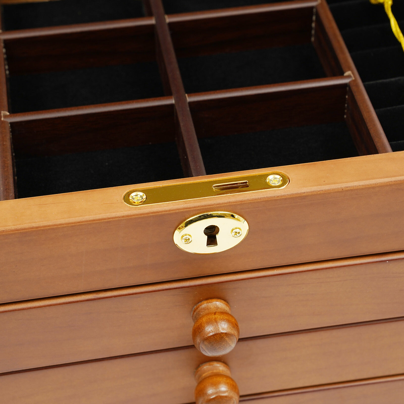 Jewelry Box Wood for Wowen 6-Layer Large Organizer Box with Mirror & 5 Drawers~