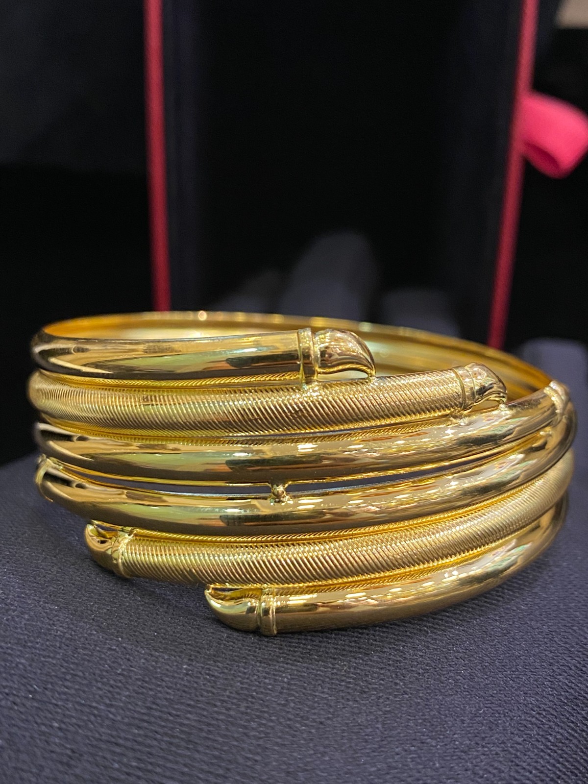 Stunning Dubai Handmade Women’s Bangle Bracelet In Certified 22Karat Yellow Gold