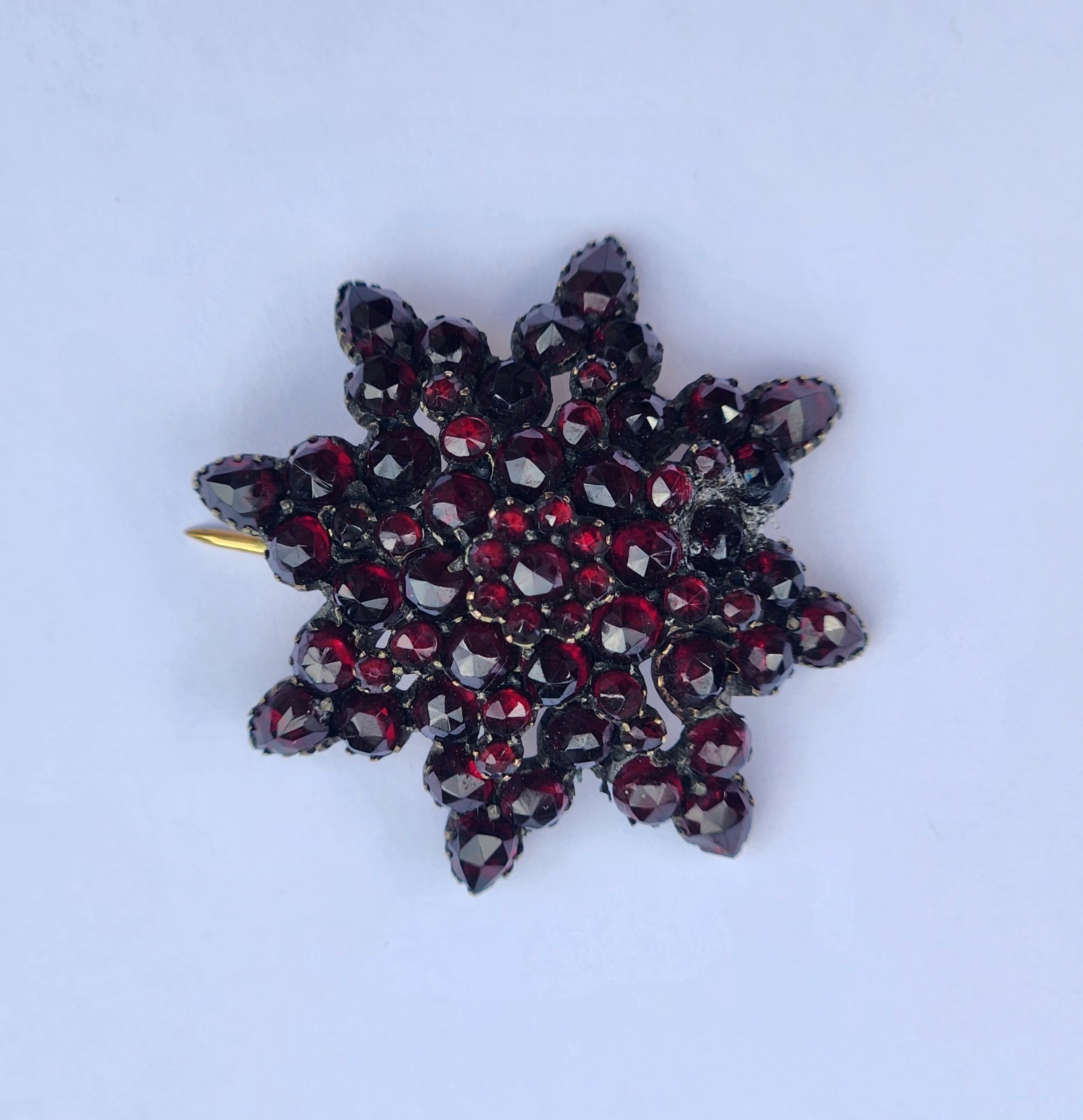 Garnet Brooch Pin Star Layered C Clasp Gold Filled (Loose Pin) Antique Germany