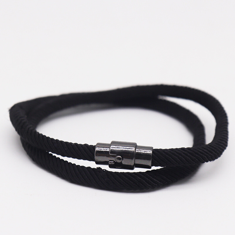 Men’s Bracelet Rope Cotton Magnetic Copper Ribbon Black Brown Blue Grey