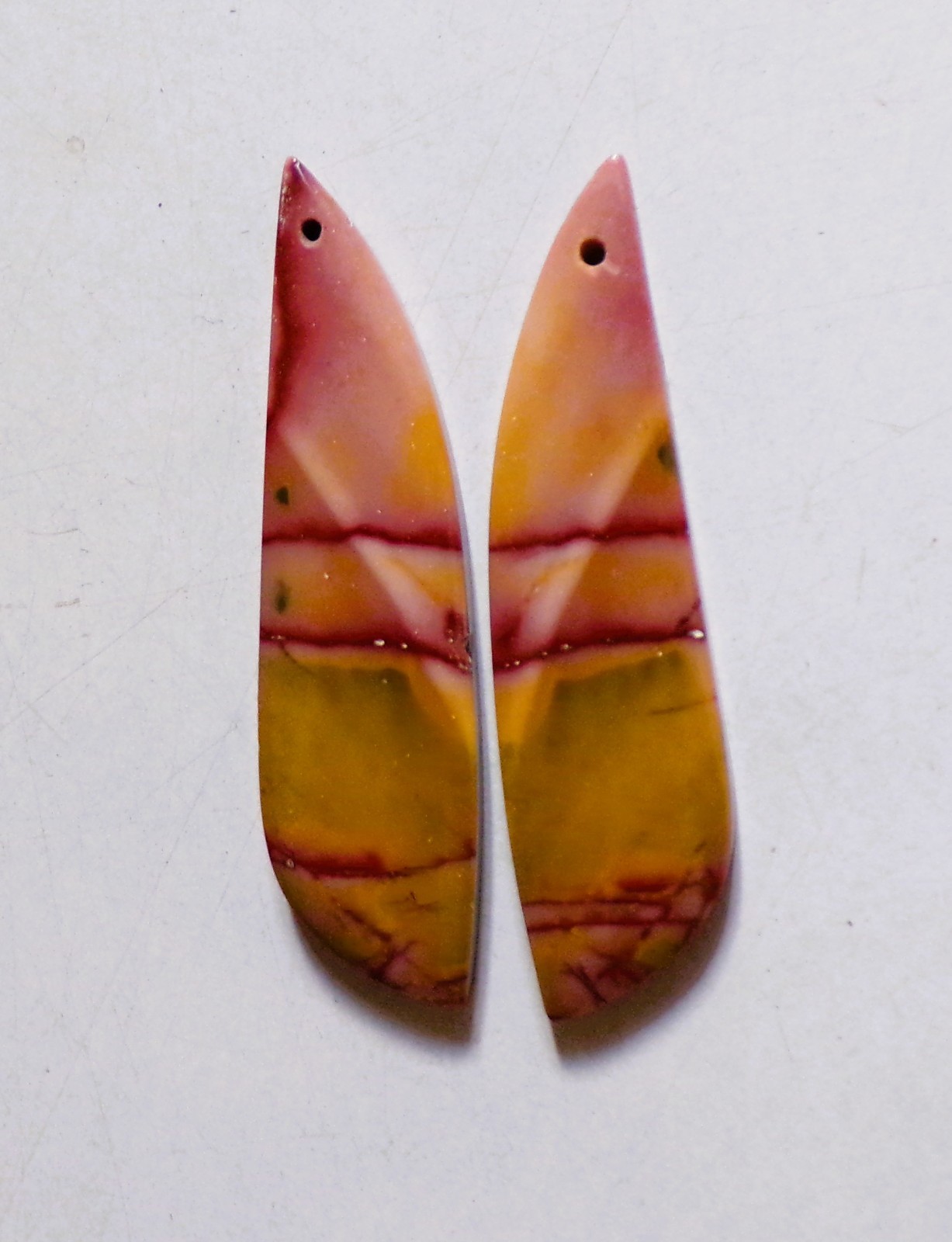 40.25 Cts Natural Mookaite Drilled Cabochon Match Pair Gemstone 48.3X12.3MM 55