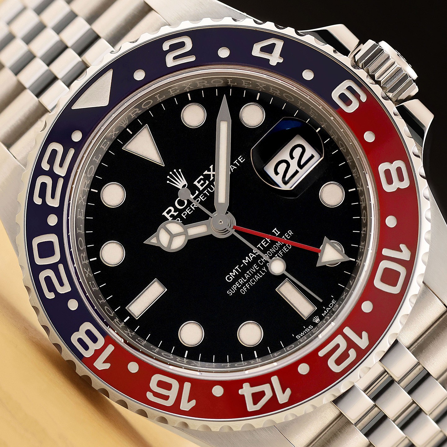 2023 CARD ROLEX GMT MASTER II 126710BLRO PEPSI BLUE RED JUBILEE STEEL WATCH