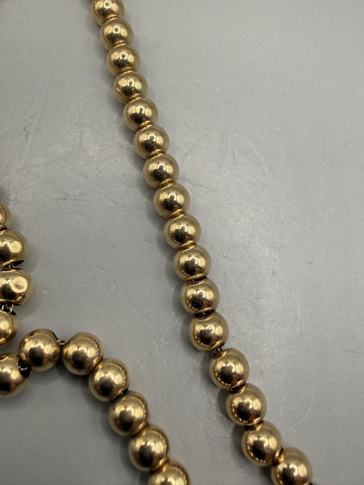 VTG 14k Yellow Gold Ball Bead Chain Bracelet 4mm 7.25” 3.3g Fine Estate