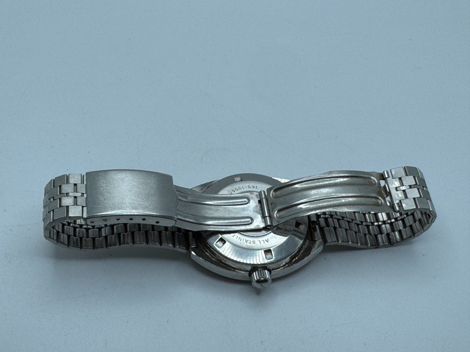 Vintage Men’s ORIENT Automatic 21 Jewels 149-10560 Silver Tone Day Date Watch