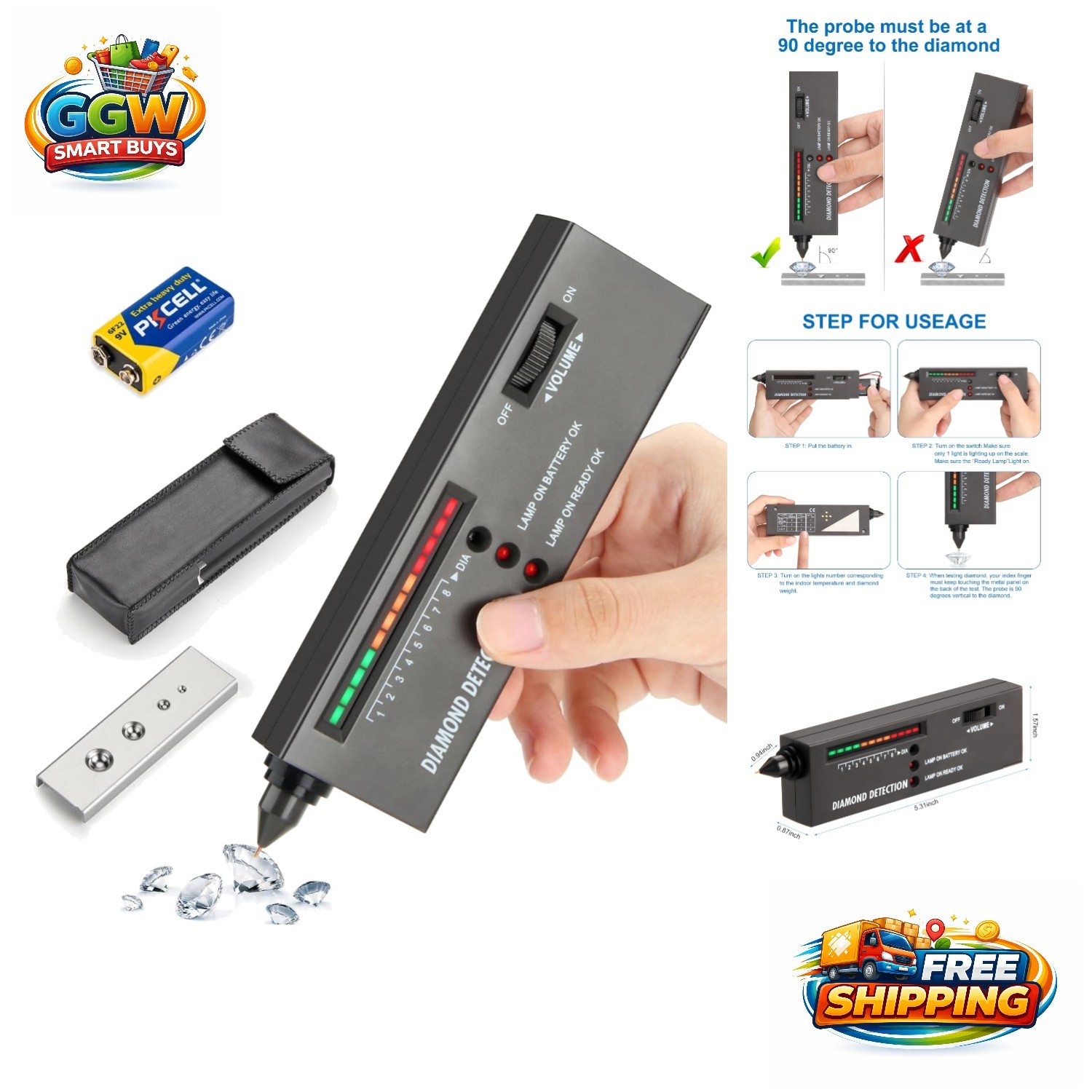 Portable Diamond Tester with LED Display – Accurate Gemstone Identification Tool