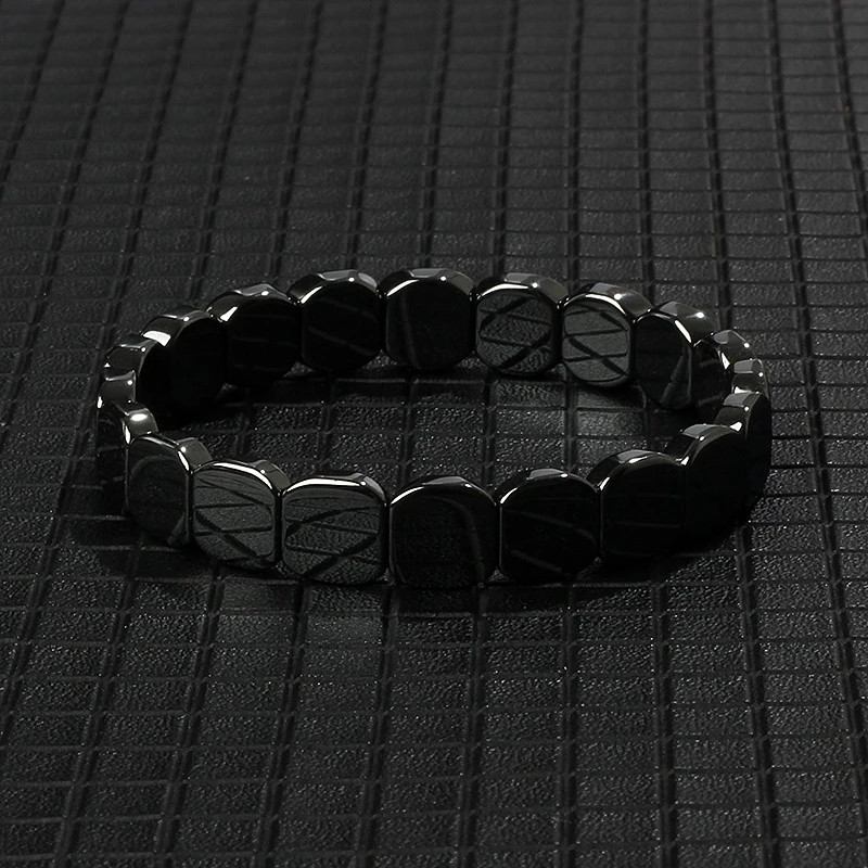 Arrow Hematite Bracelet Beaded Stretch Classic Round Stone Style Men Jewelry