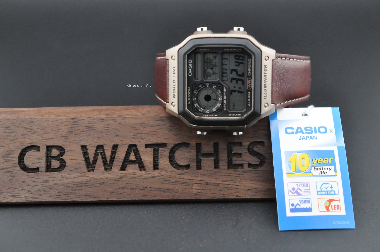 Casio AE-1200WHL-5AV, World Time Watch, Chronograph, 5 Alarms, 10 Year Battery
