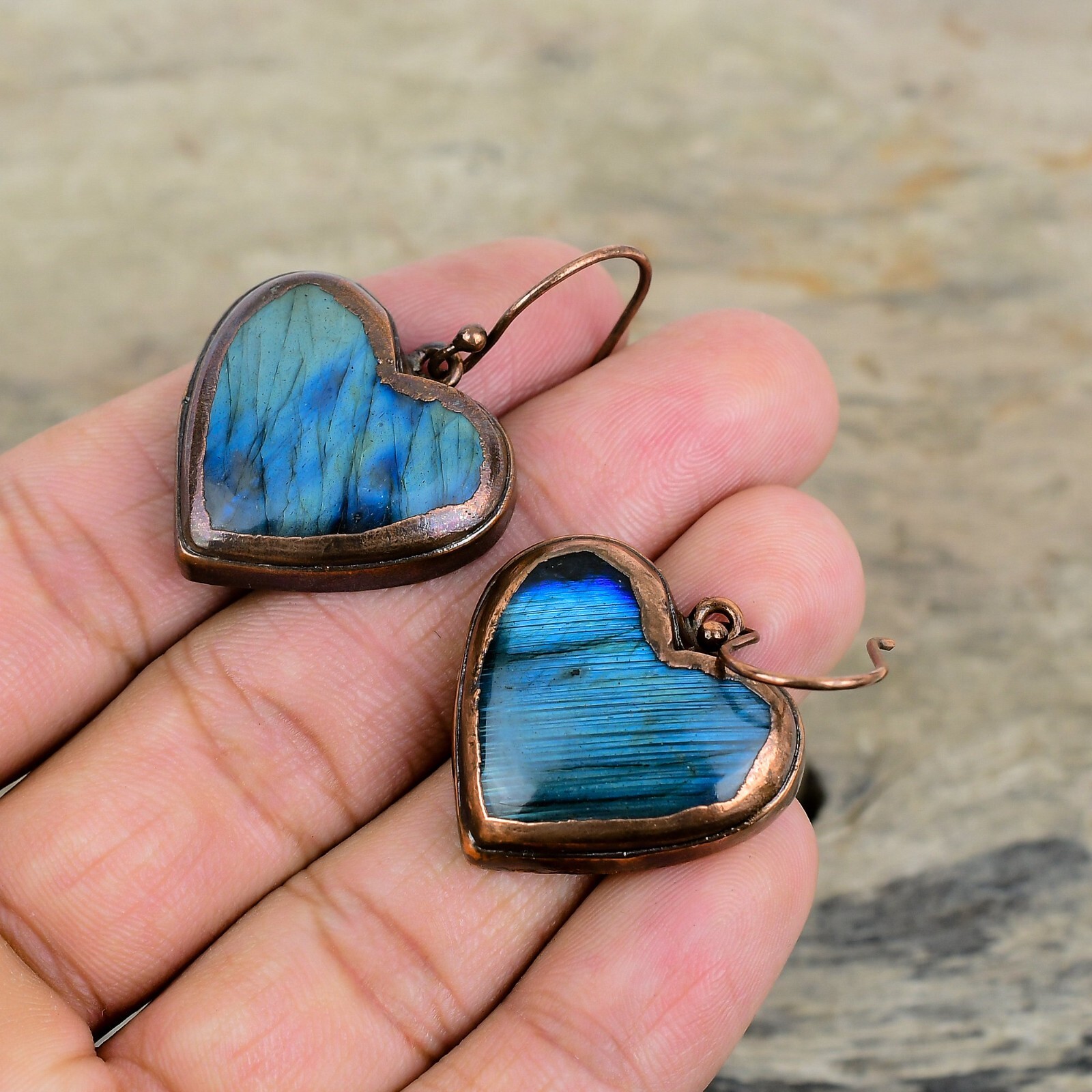 Labradorite Electroformed Drop/Dangle Earrings Copper Jewelry For Girls 1.73″