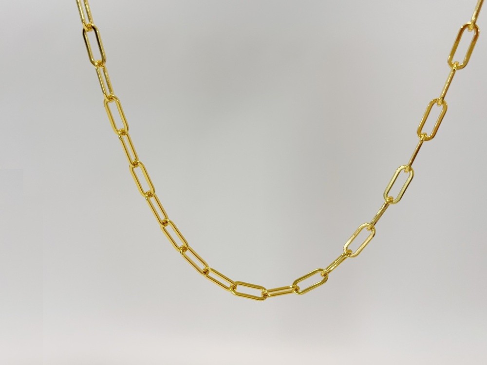 18k Yellow Gold 7mm Paperclip Chain Dainty Link Necklace Womens Mens 22″- 28″
