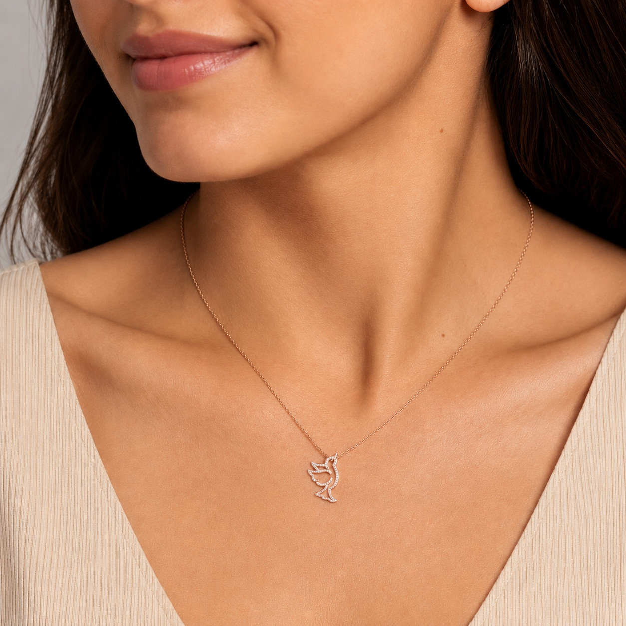 0.30Ct Round Moissanite Pendant Necklace Whit 18″ Chain in 925 Silver for Women