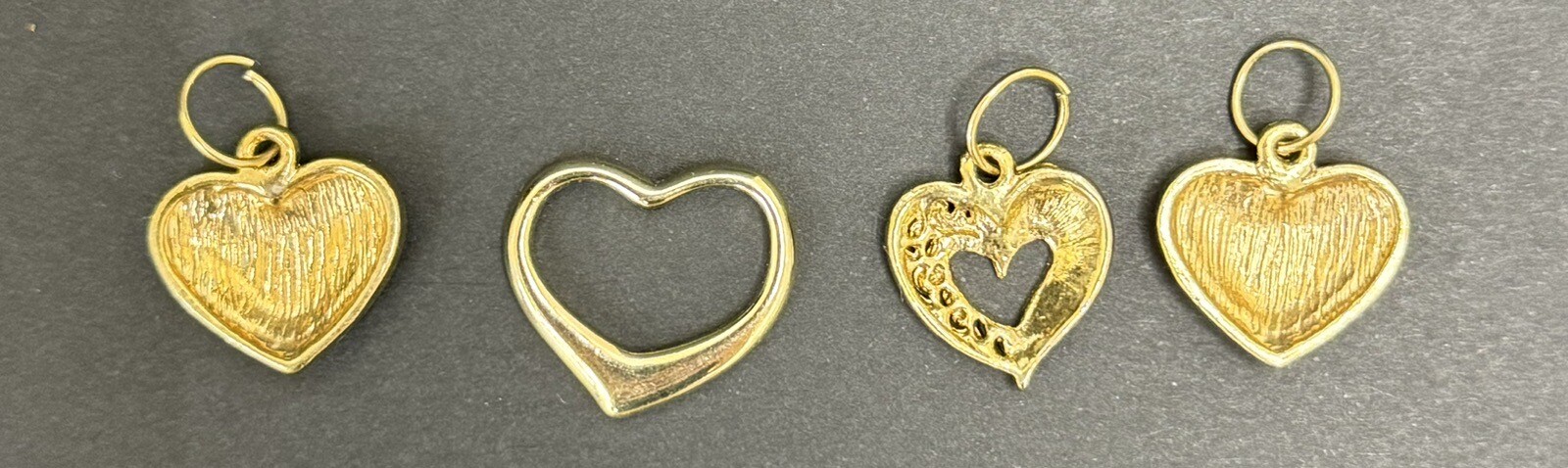 Lot of 4 Gold tone & Enameled Heart Pendants Approx. 0.75″ diameter