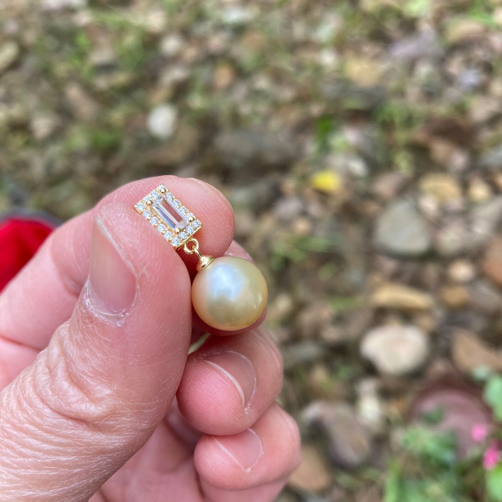 9.5-10mm Australia gold seawater Pearl high luster Silver crystal pendant TH57