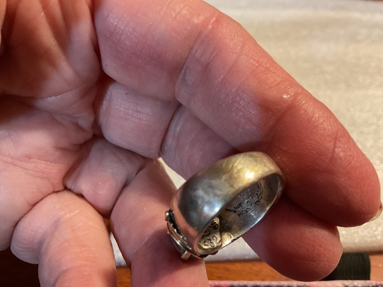ANTIQUE 14K Gold & Sterling Aquamarine ? Stone SZ 6.5 Ring 7.69 Grams