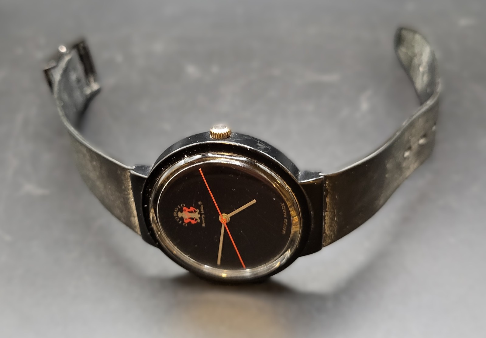 Vintage Swiss Giorgio Beverly Hills Black Unisex Analog 36mm Quartz Watch WR