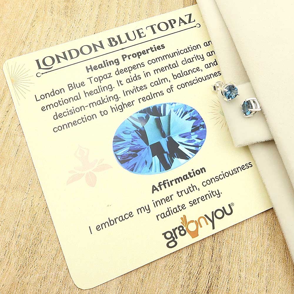 gr8onyou LONDON BLUE TOPAZ 925 Pure Silver Earrings | With COA