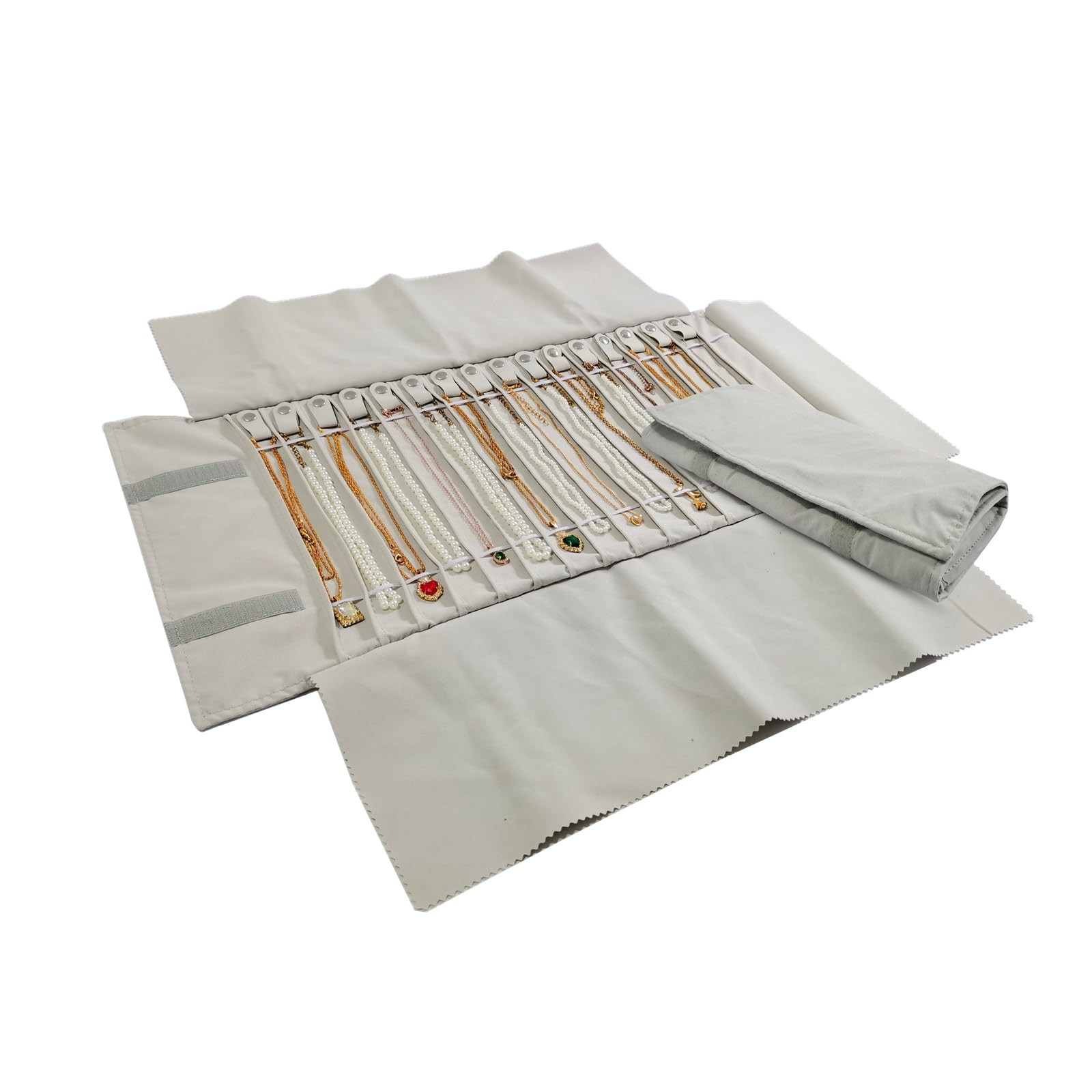 Portable Jewelry Roll Untangled Secure Necklace Travel Storage Bag Displays H…
