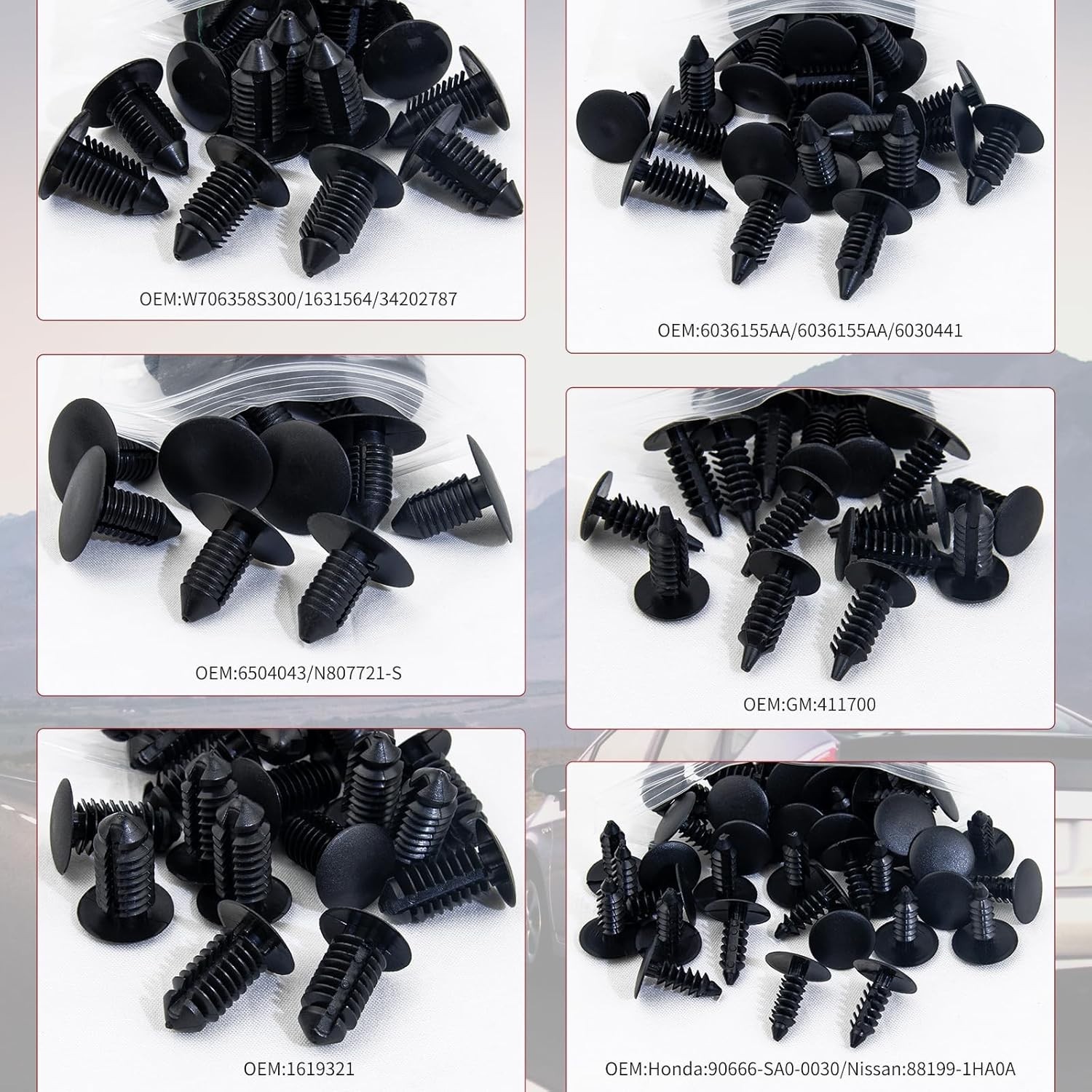 160 Pcs Christmas Tree Style Fender Retainer Clips 6Mm/7Mm/8Mm/9Mm/10Mm/11Mm Nyl