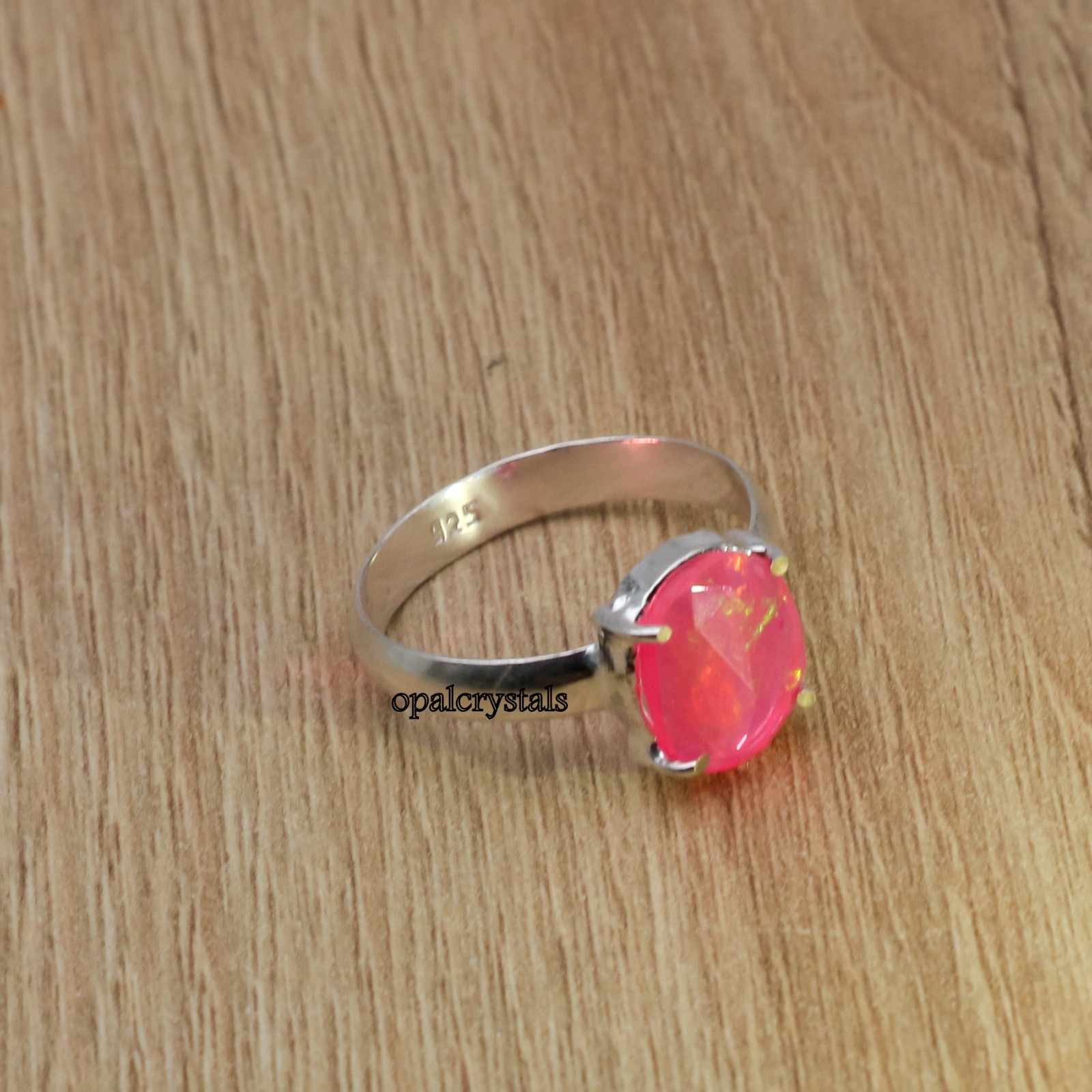 925 Sterling Silver Ring Handmade Ethiopian Opal Gemstone Statement Ring AllSize