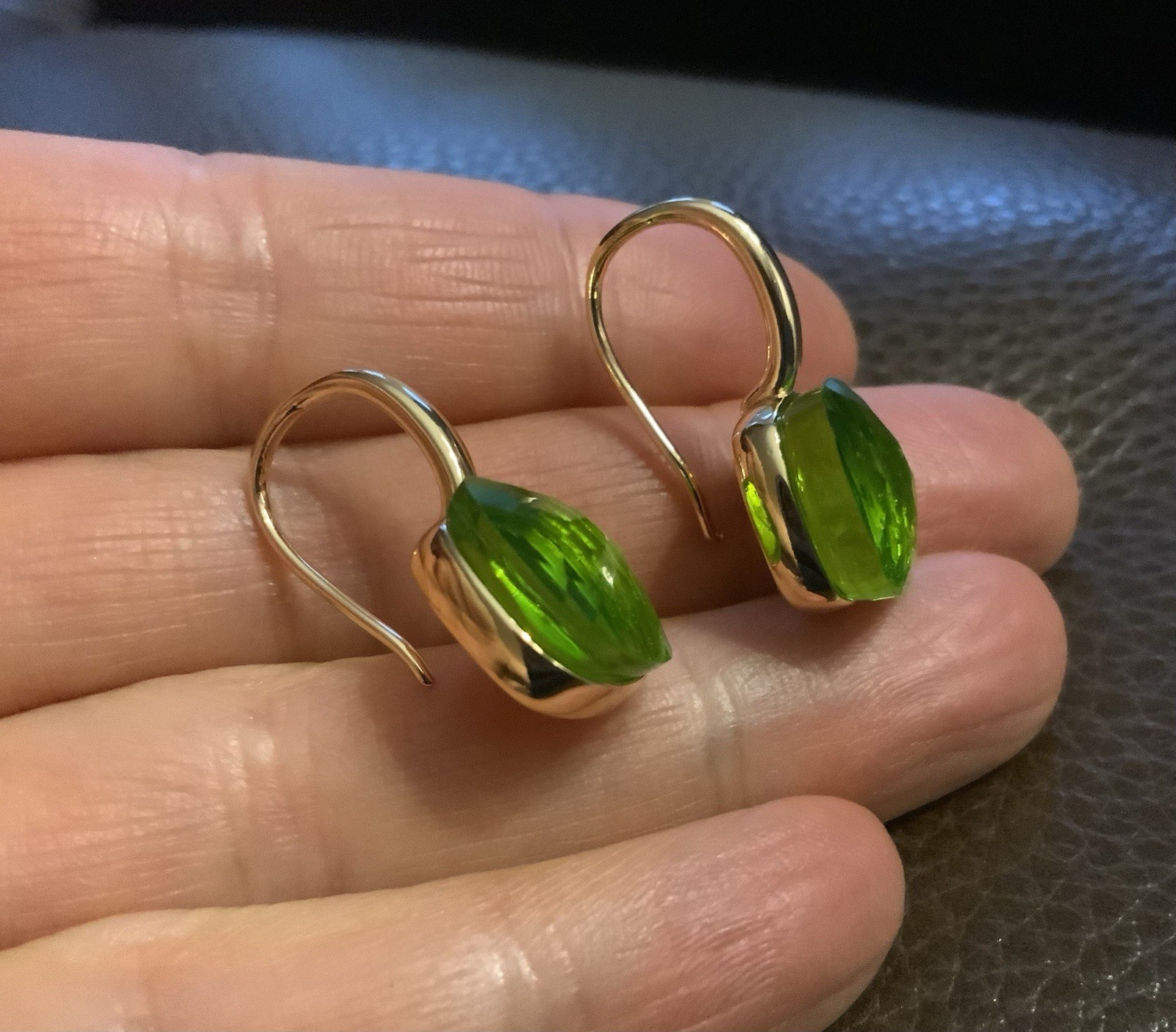 Anthropologie Bella Clear Crystal Earrings Gold VTG Boho Square Cushion Pompom