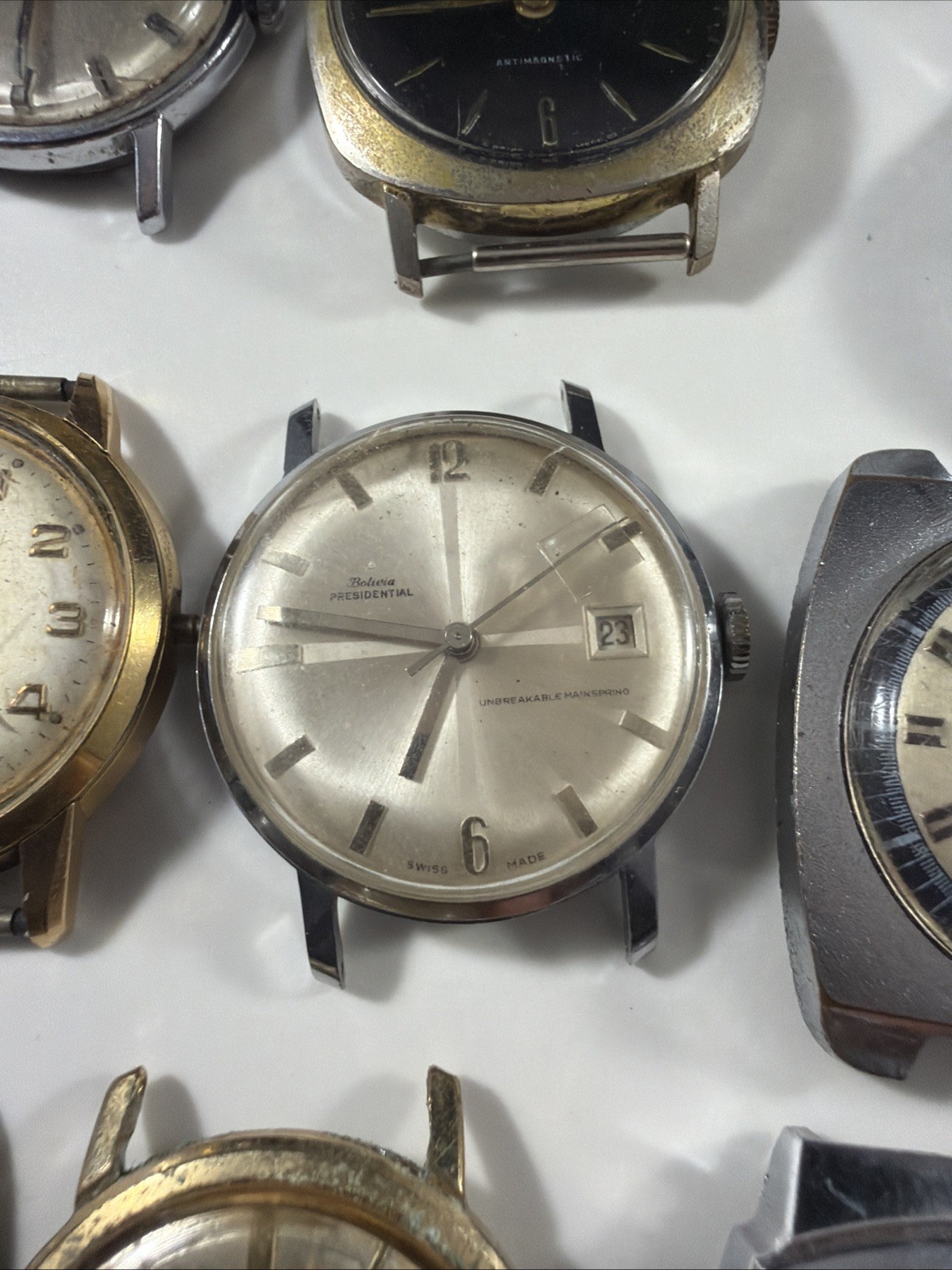 Lot Of 18 Vintage Watch Mechanical And Quartz Men’s Recta Contex Bulova Elgin ++