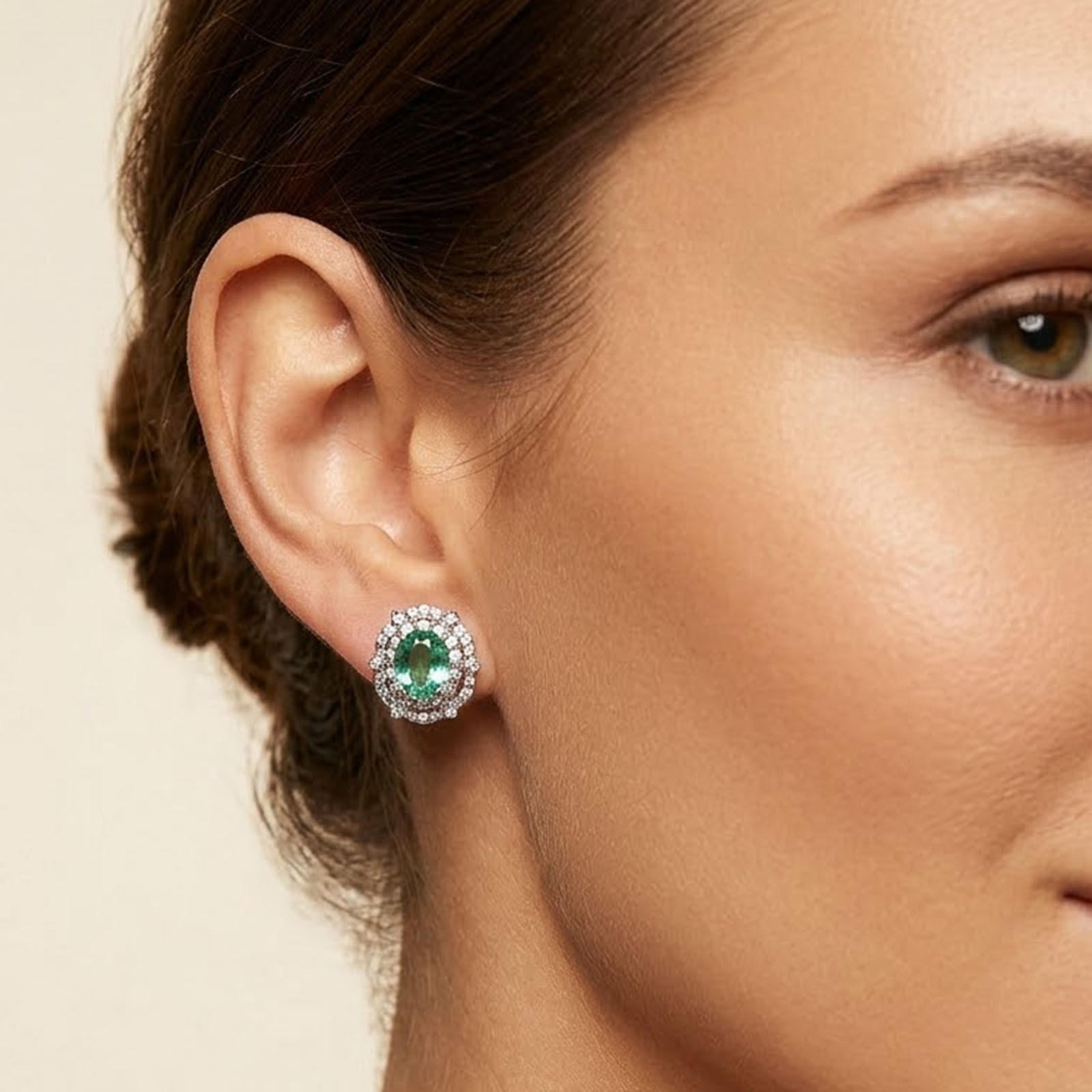 925 Sterling Silver White Gold Earrings Mint Green Paraiba Tourmaline 6.20Ct