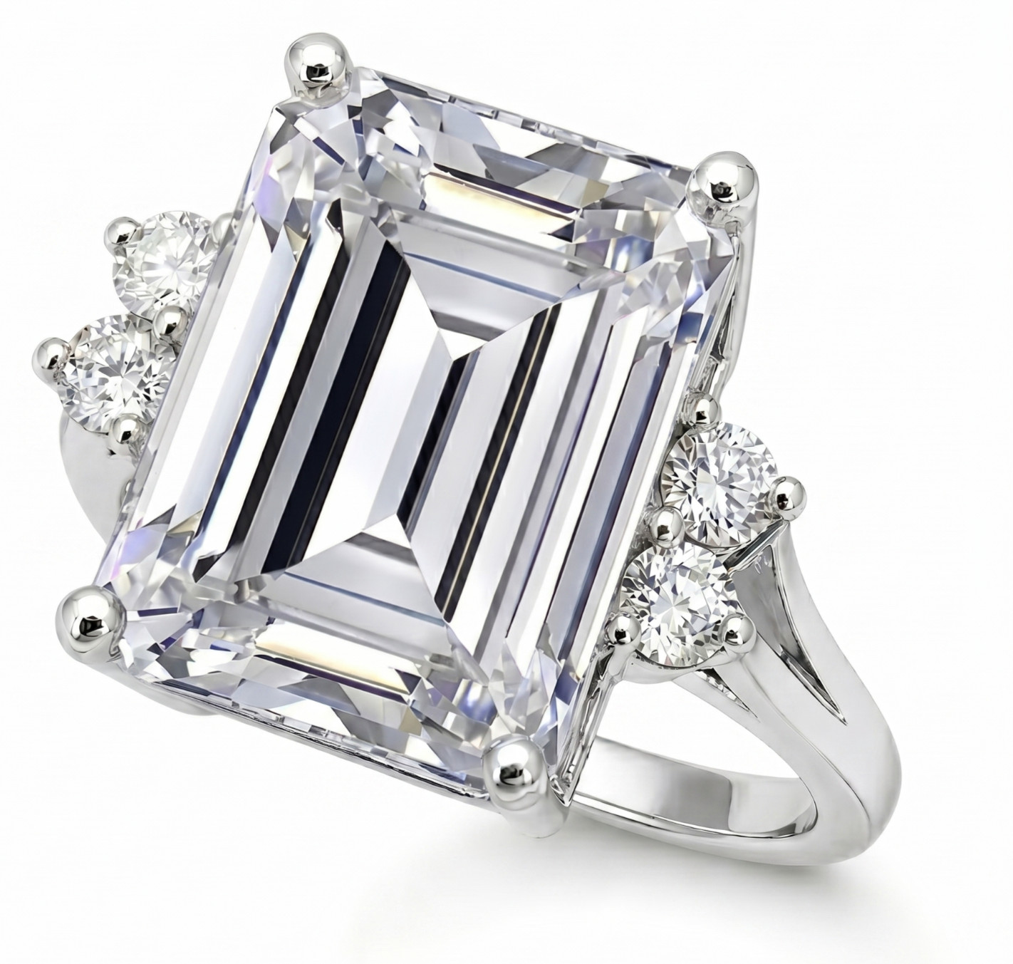 8.00 Ct Certified Emerald Cut White Natural Diamond Engagement Ring Great Shine