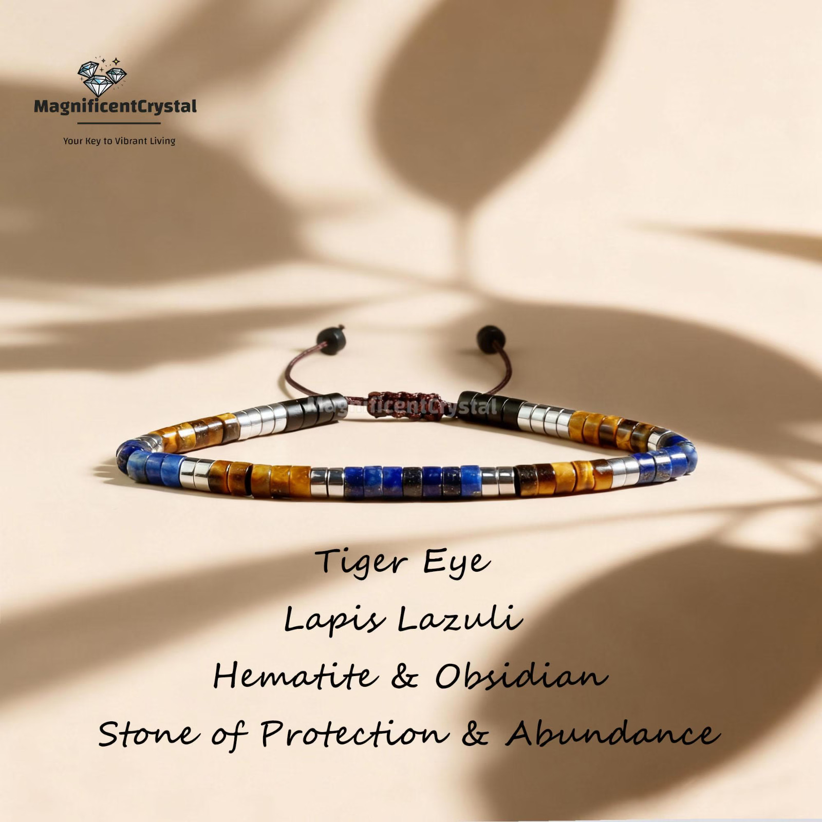 Dainty Strength Protection Bracelet Tiger Eye Lapis Lazuli Hematite Obsidian