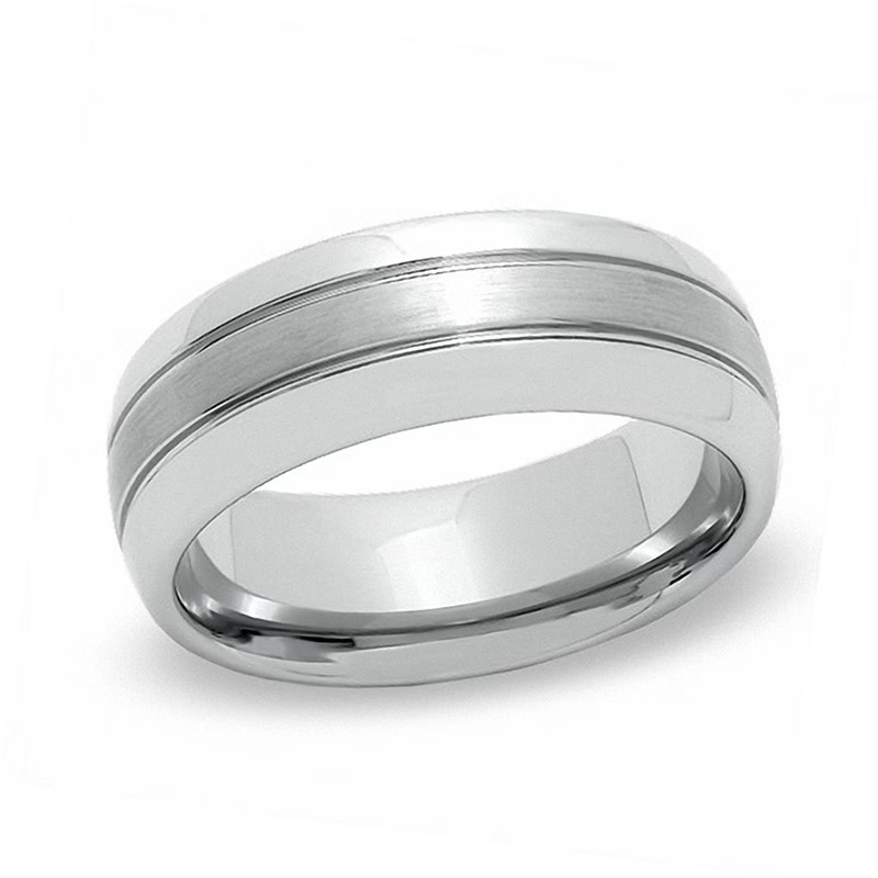 Triton Men’s Tungsten 8mm Brushed Comfort Fit Wedding Band, Size 9.5