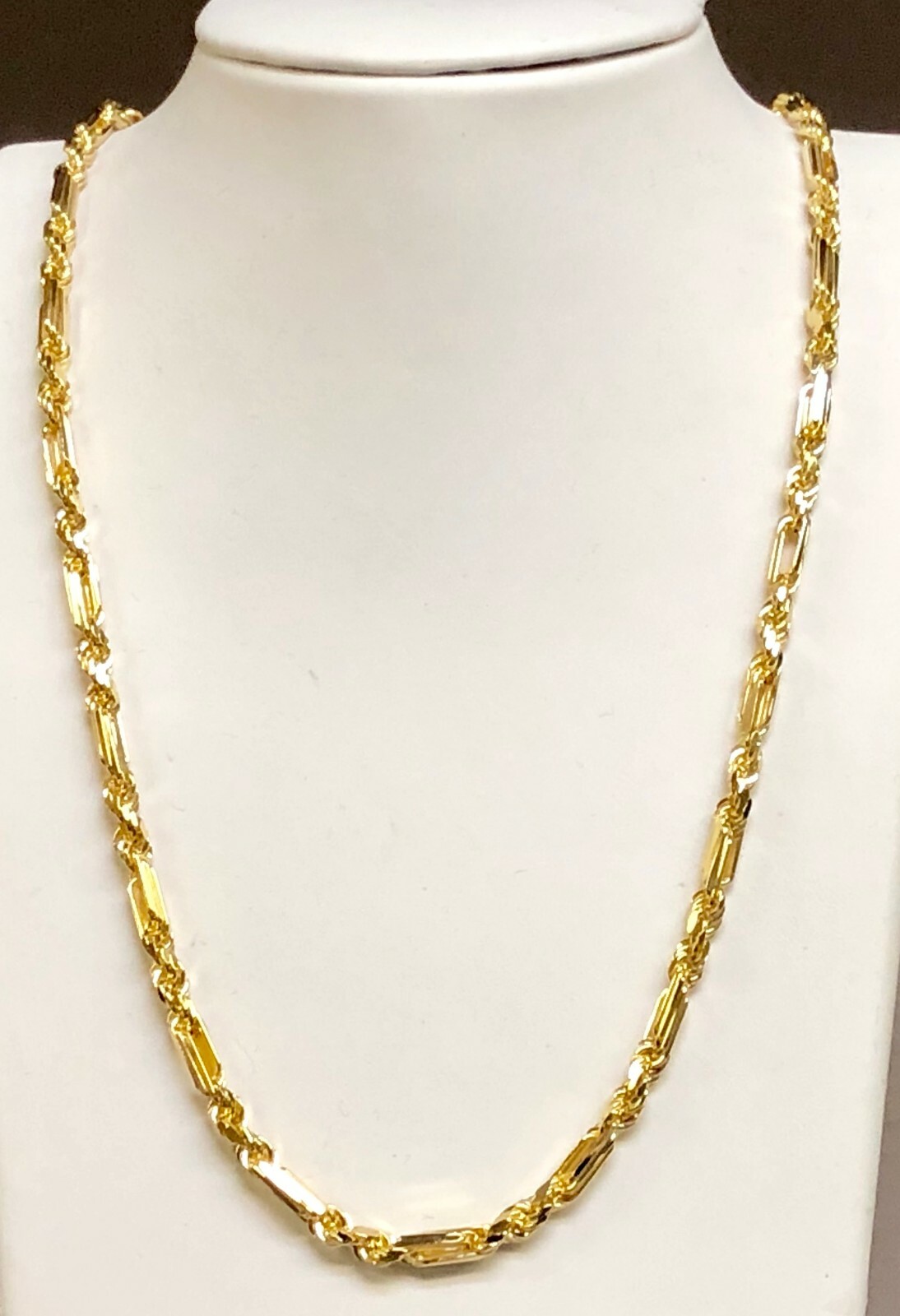 14k Yellow Gold 24″ 4.3 mm Diamond Cut Figarope Link Chain/Necklace 31 Grams