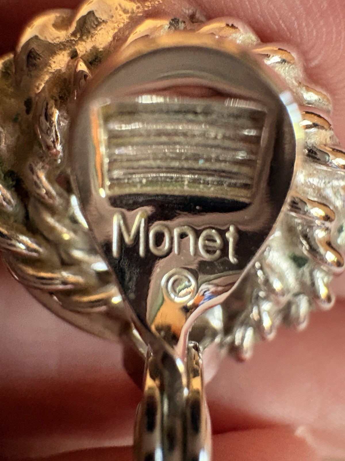 Monet Silver Tone Love Knot Textured Clip On Earrings-Vintage