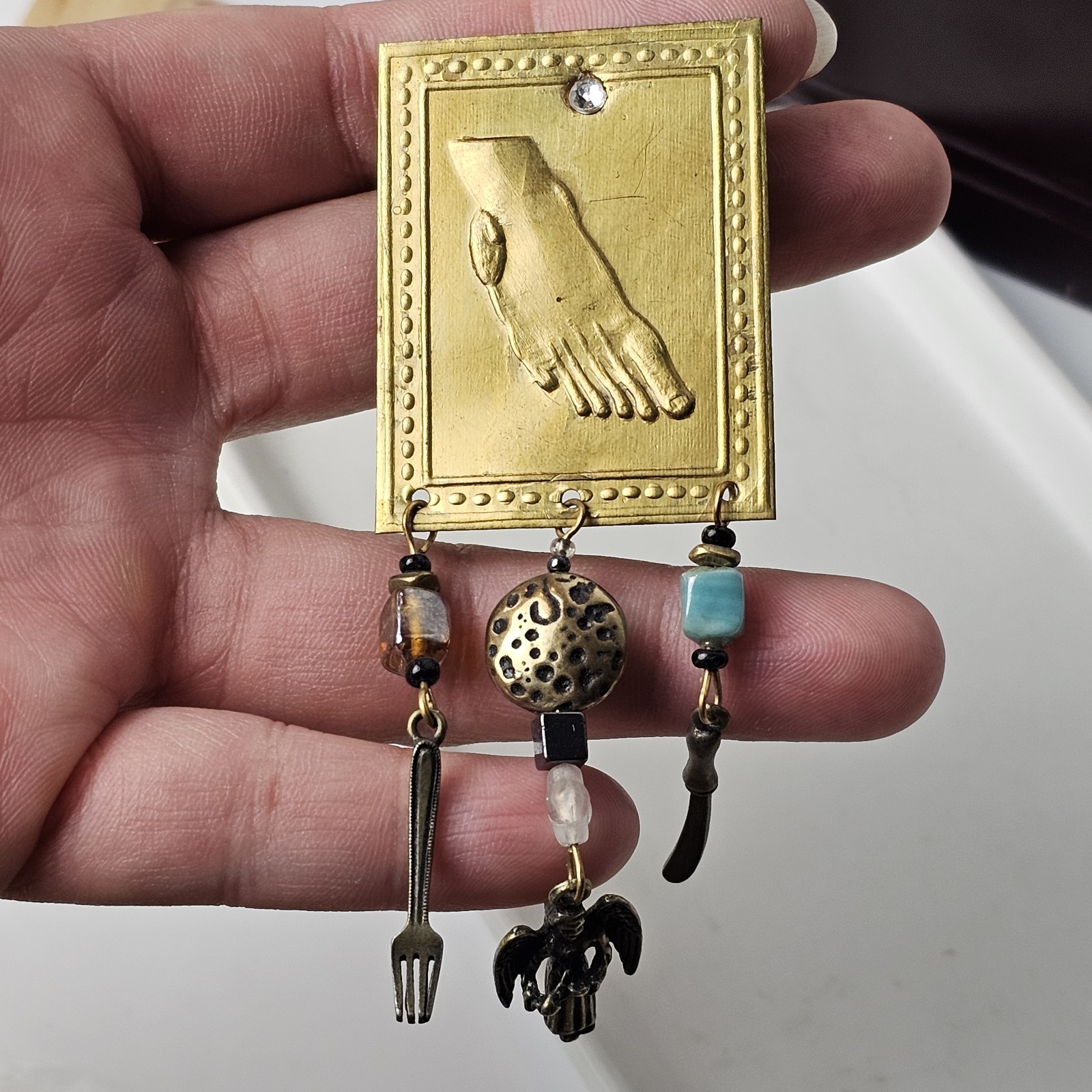 Vintage Gold Tone Assemblage Charm Brooch