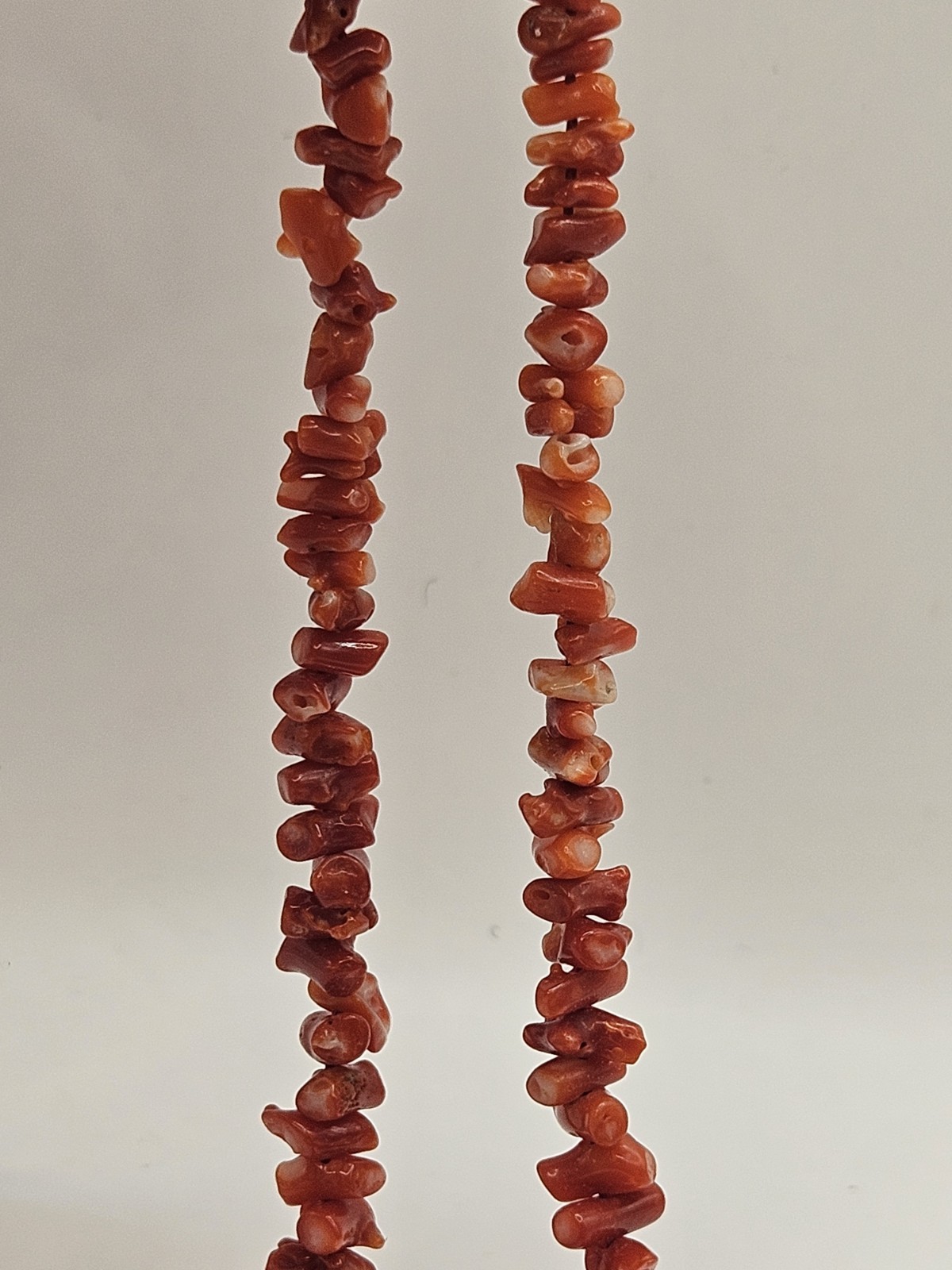 14K Gold Natural Red Coral 60″ Long 114g Multi Strand Necklace Runway Statement