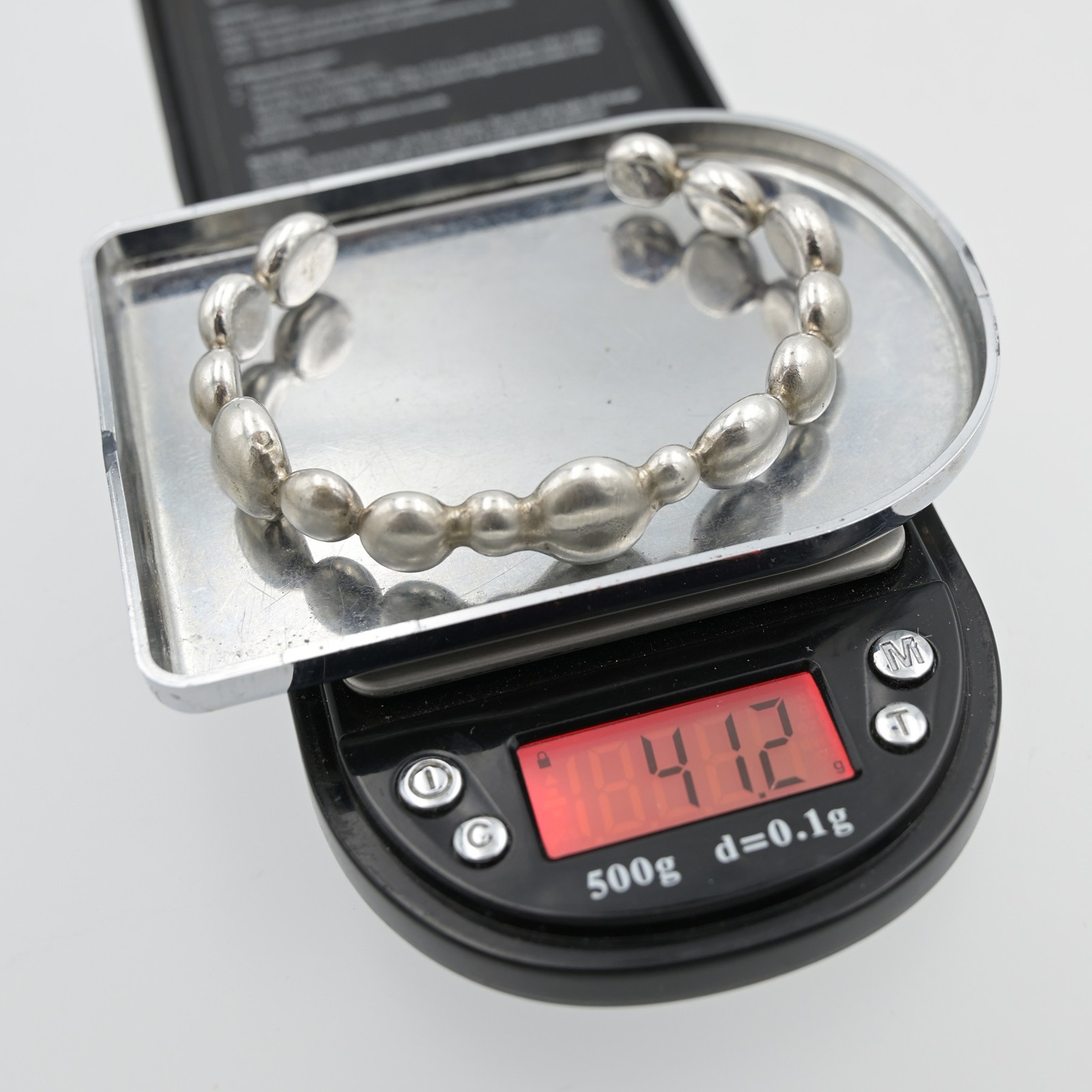 Heavy Cast Sterling Silver Organic Pebble Modernist Bubble 6″ Cuff Bracelet