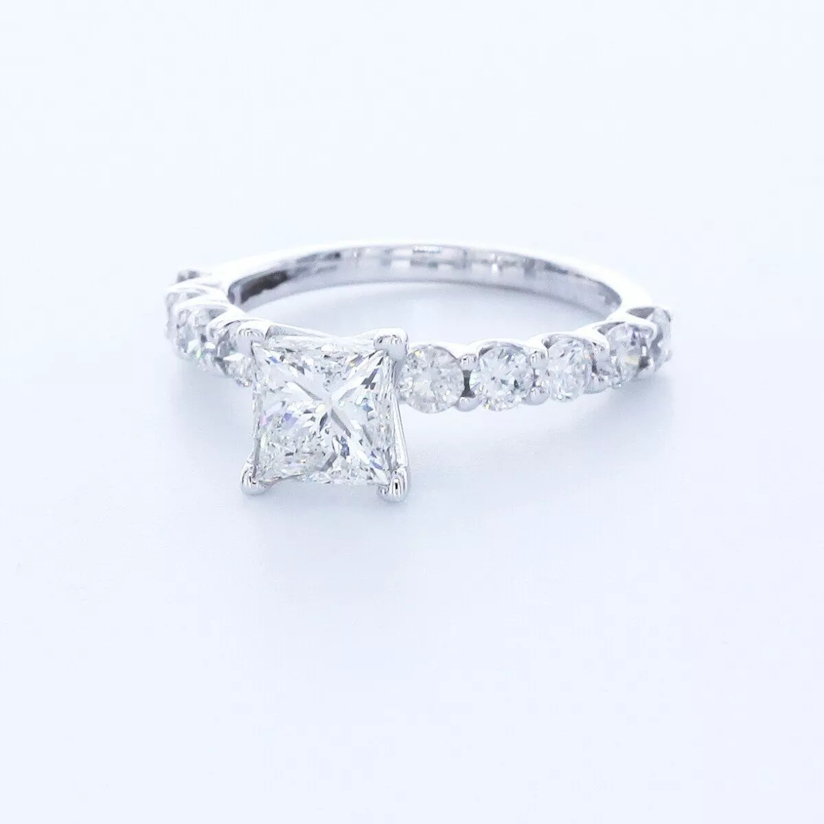 Engagement Ring 14K White Gold Classic 2.26 CT Princess Lab-Grown Diamond G VS1
