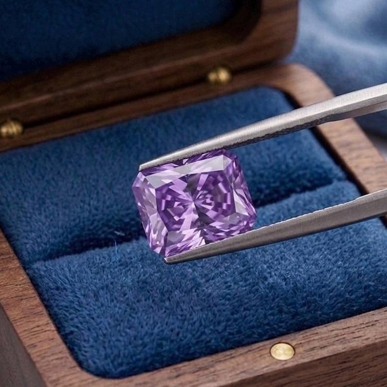 2Ct Pair Fancy PurpleColor Radiant Cut VVS1 Diamond premium Quality Gemston5x7m