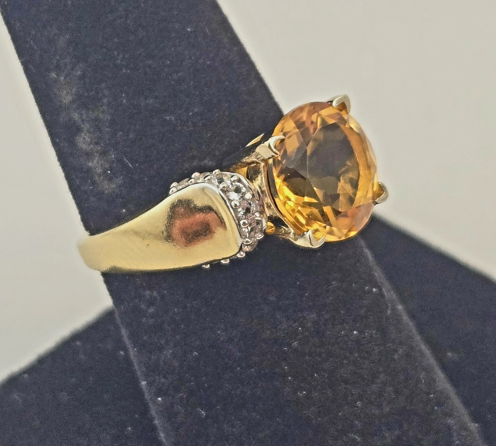 VTG Vermeil Sterling Silver Citrine BBJ Cocktail Ring Size 7 4.0g 925 Two Tone