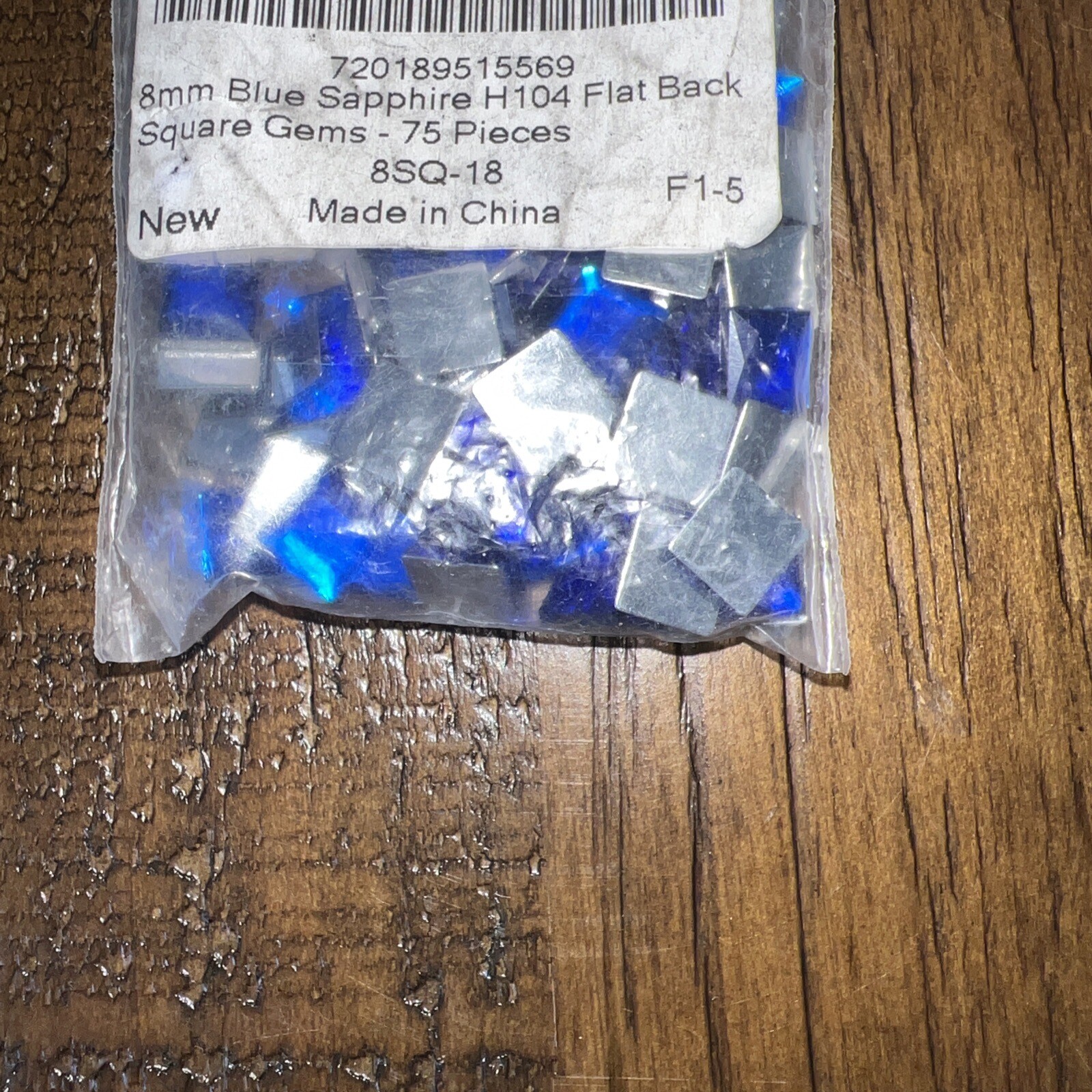 Allstarco 8mm Flat Back Square Acrylic Rhinestones 75 Pieces Blue Sapphire H123