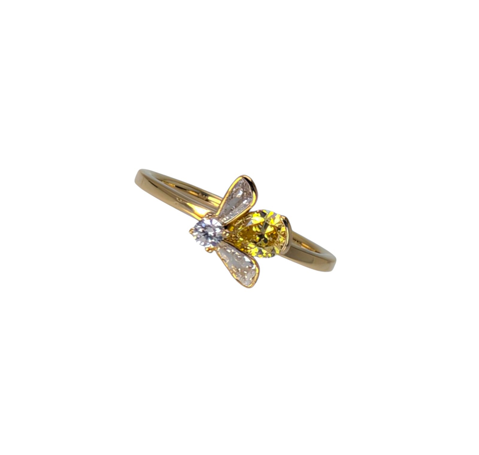 New 100% Authentic PANDORA 14k Gold P Vibrant Yellow Honey Bee Ring 164562C01