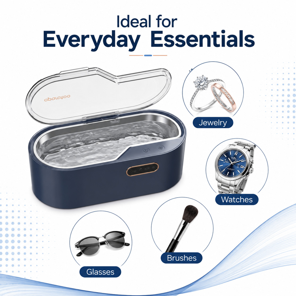 Ultrasonic Jewelry Cleaner Machine 450ML, 45kHz with 4 Time Settings for Rings,