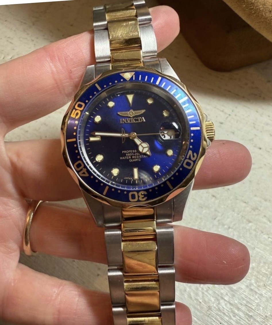 Invicta Men’s Watch Stainless Steel Bracelet, Blue Dial, Quartz Movement