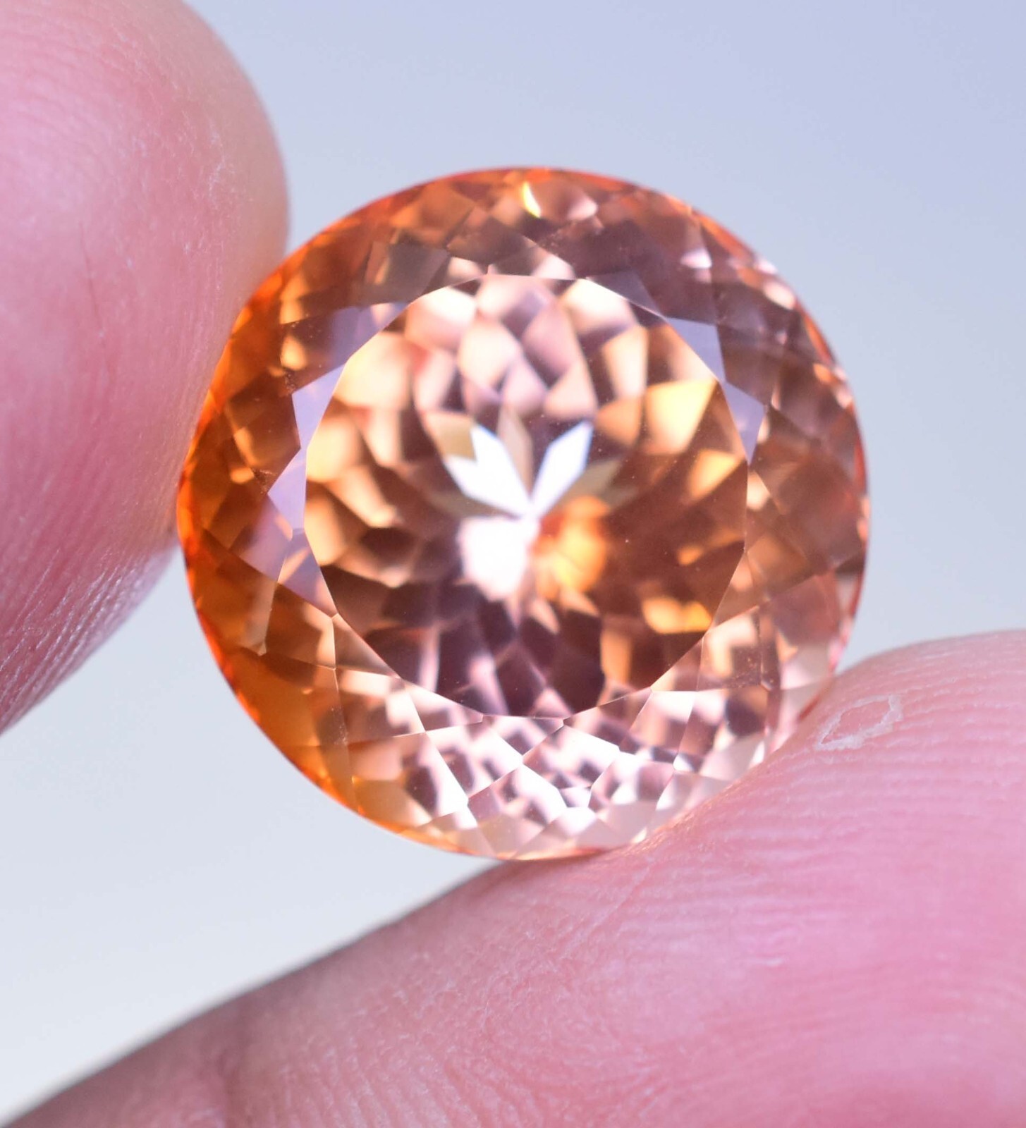 Natural imperial Topaz 18.20 Ct Round Stunning FLAWLESS Certified Gemstone