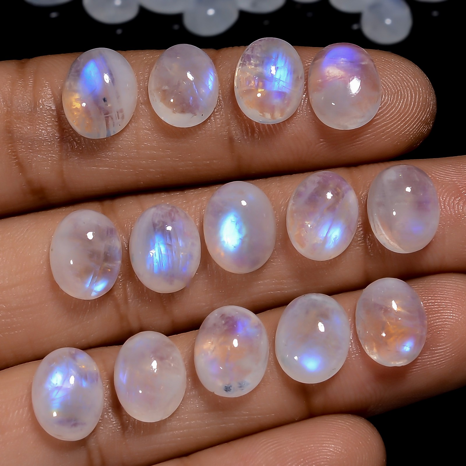 Natural Rainbow Moonstone Oval Cabochon Gemstone Lot 20 Ct. 10X8X4 mm UGL-3