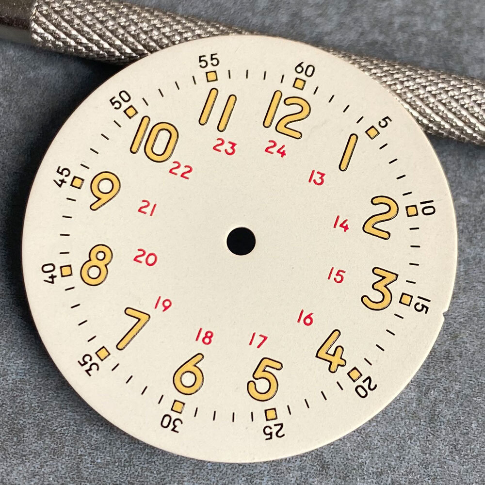 Brownish Red Field Watch Dial 29mm Luminous Marks Fit NH35 NH36 NH38 ETA 2824 PT