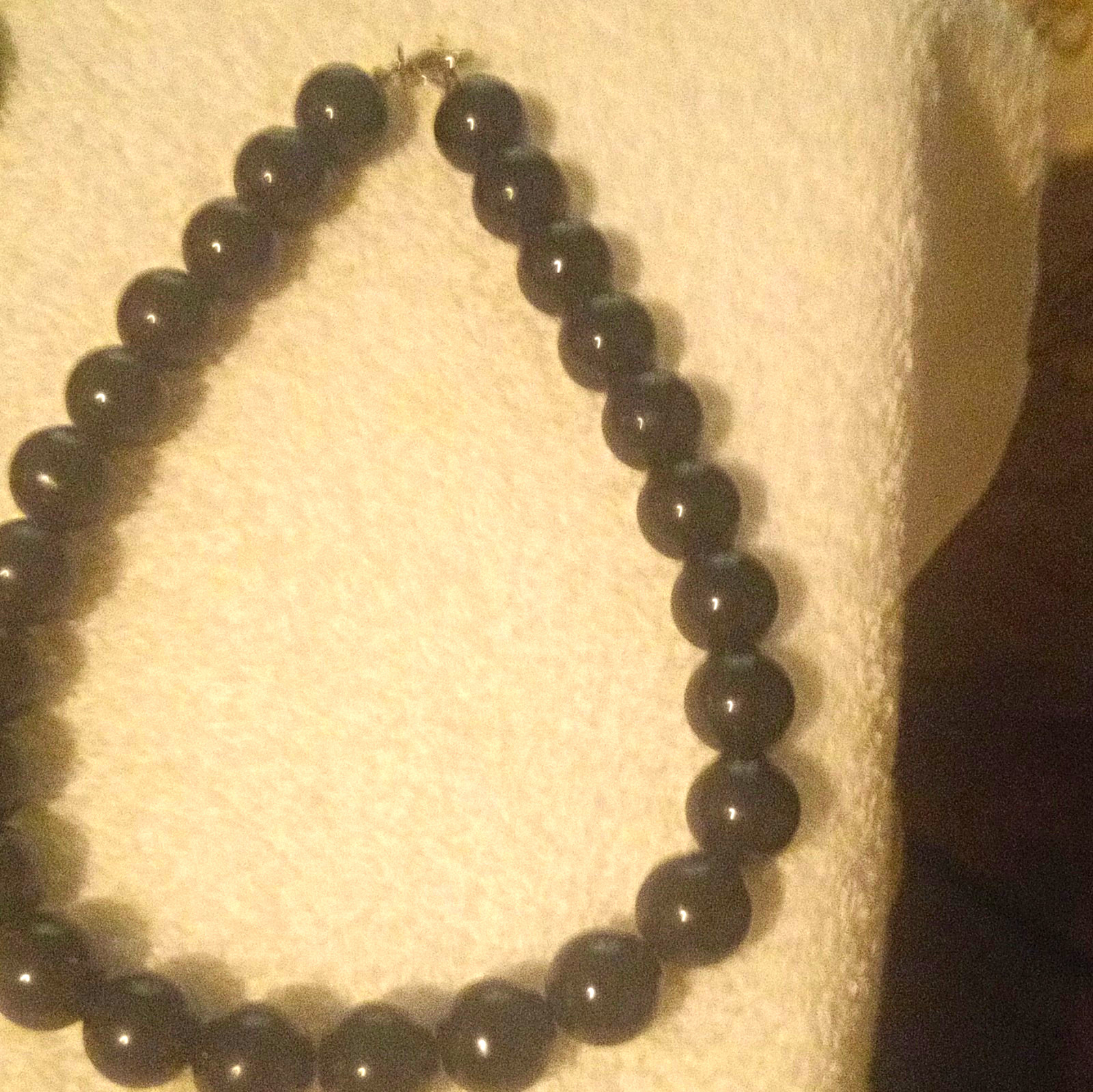 Black Stone Beaded Necklace Ball/Bead Chain No Stone Round Beads
