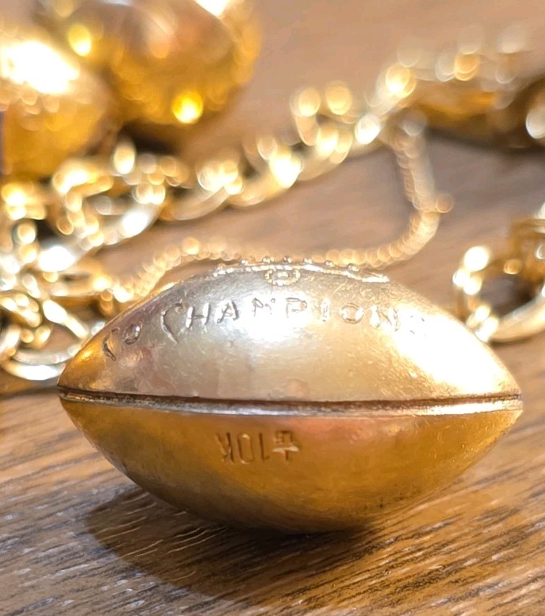 1940s & 1950s 12K GF Spartan Charm Bracelet Gold Football Basketball GTE Charm