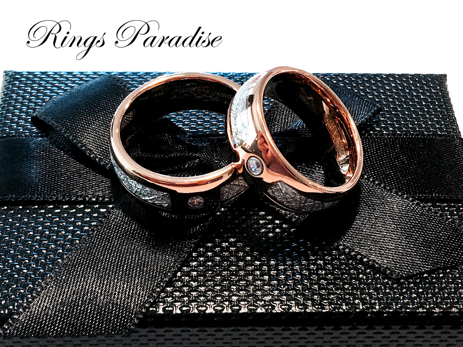 Meteorite Ring Rose Gold Tungsten Ring, Mens & Women Wedding Bands, Promise Ring