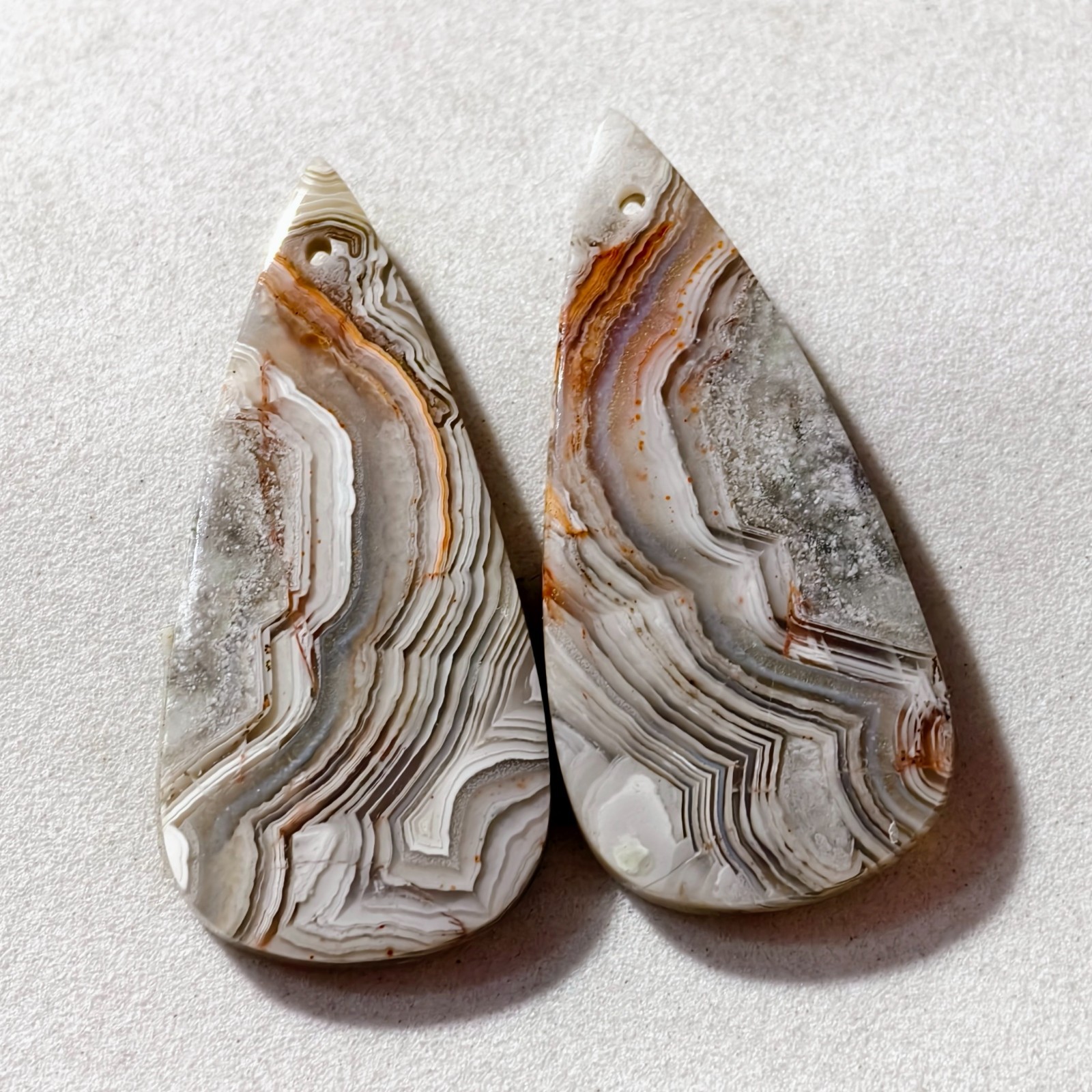 45 Cts Natural Crazy Lace Drilled Match Pair Cabochon Gemstone 38.8X18.1 MM