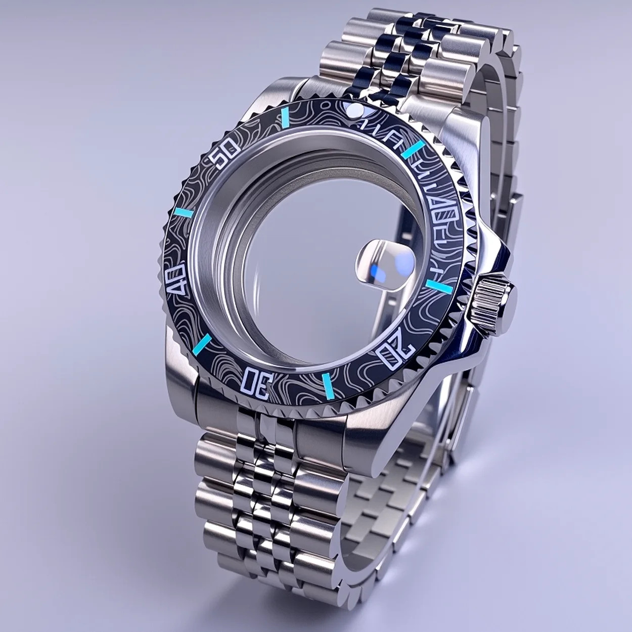 40mm Watch Case Sapphire Crystal NH35 Compatible 120-Click Bezel Water Resistant